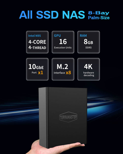 TerraMaster F8-SSD 8-Bay NAS Storage | Palm-Sized 10GbE All-Flash Server - Image 2