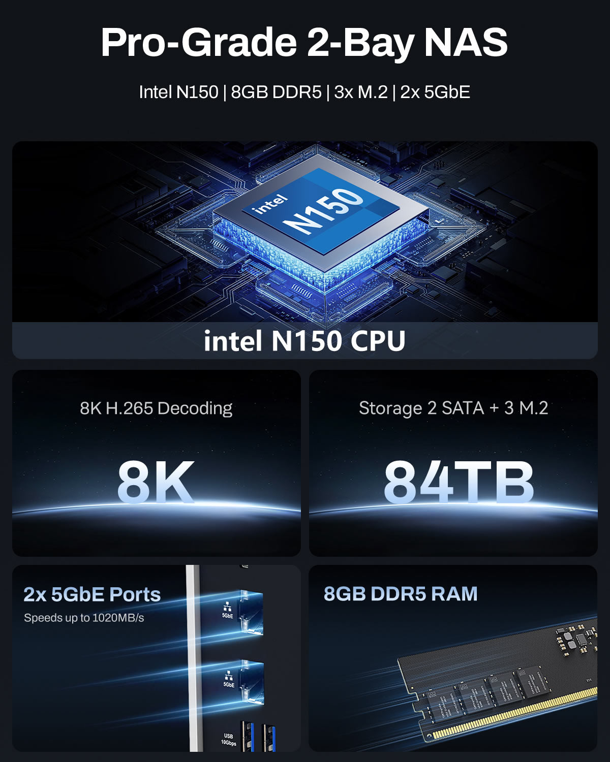 TerraMaster F2-425 Plus | Intel N150 Quad-Core Hybrid NAS (8GB DDR5) - Image 2