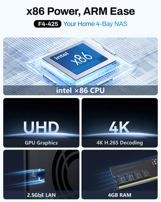 TerraMaster F4-425 4-Bay NAS | Intel Quad-Core (4GB RAM) - Image 2