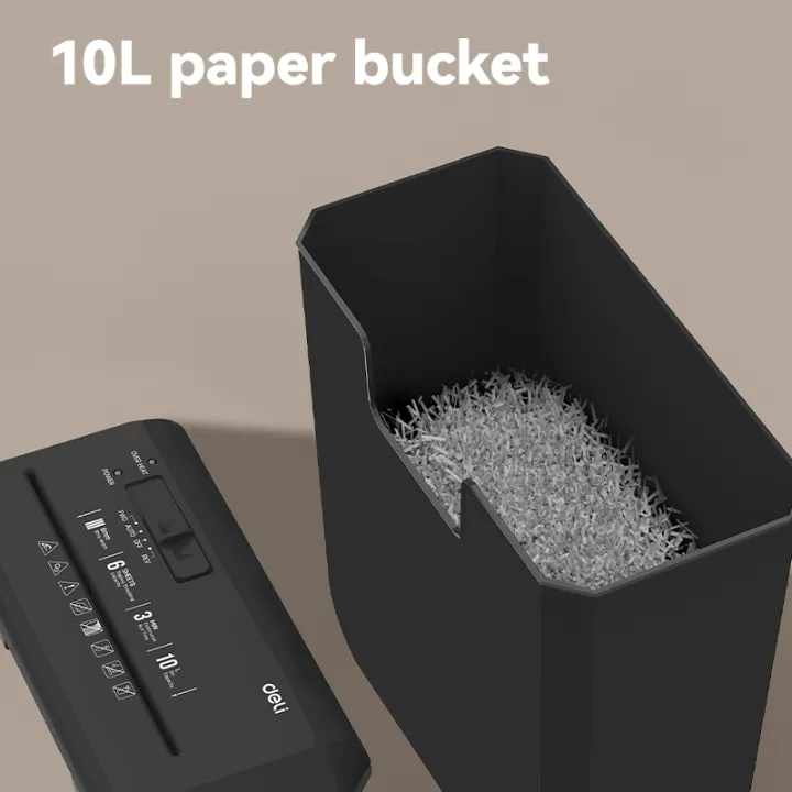 Deli ET103SC Shredder | 6-Sheet Strip-Cut & 10L Bin - Image 2